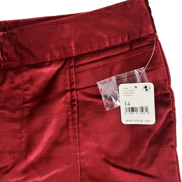 Free People Walk With You Velvet High Rise Trousers in Cherry Juice Size 14 - Picture 7 of 14